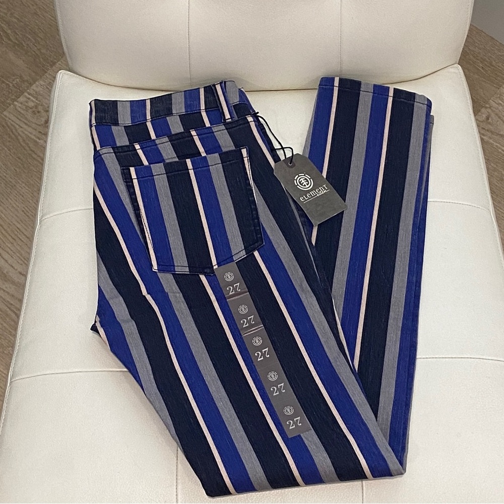 NWT - Element Eden Striped Denim Navy Black Grey Skinny Jeans Size 27